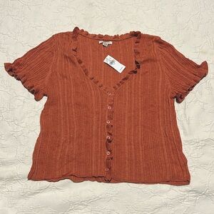 American eagle button up short sleeve sweater